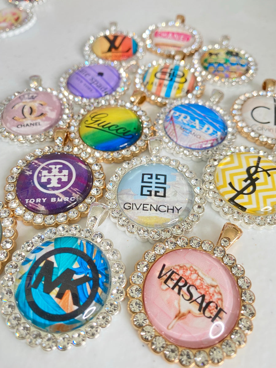 Classy, Flat Glass Bedazzled Designer Tray Charms/ Jewelry Makers